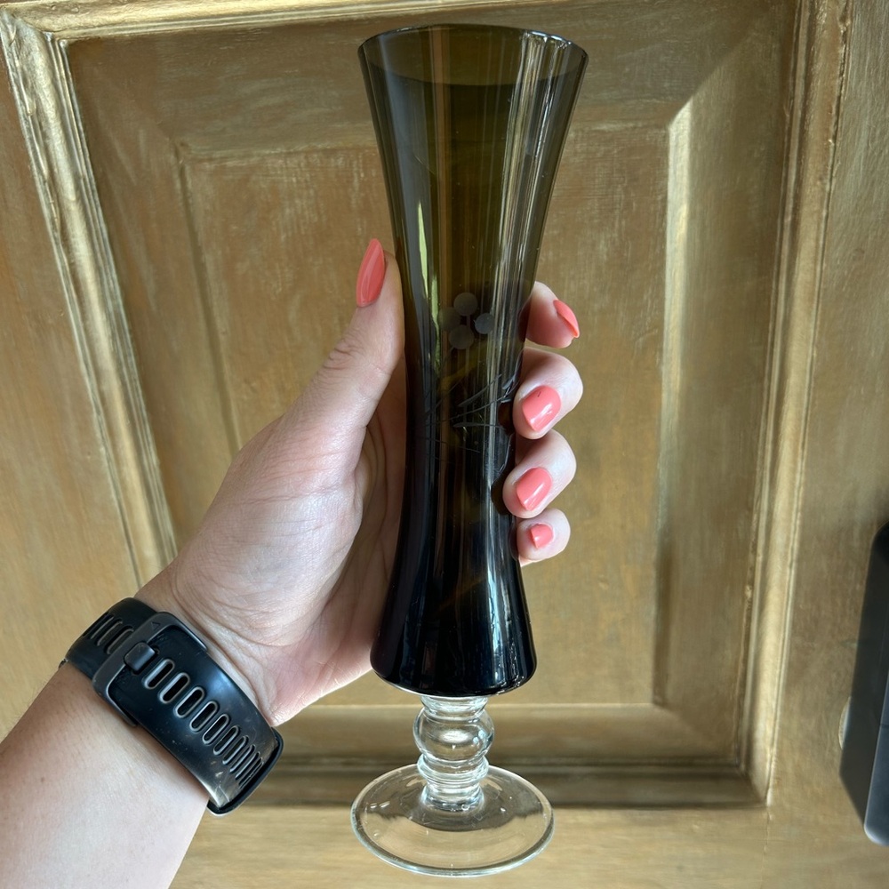 Vintage etched glass vase